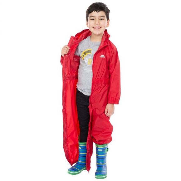 Trespass Childrens/Kids Button Rain Suit / Red